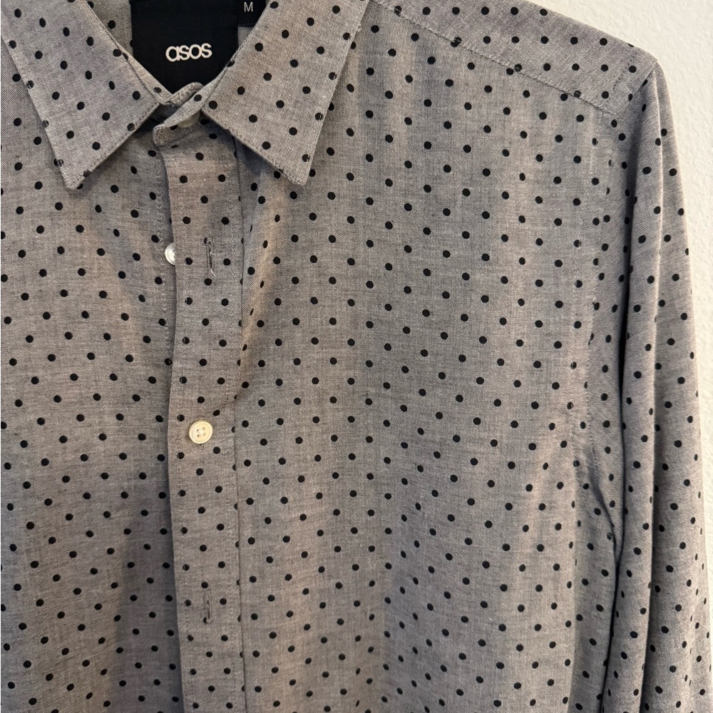 ASOS Men's Grey Polka Dot Shirt